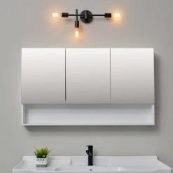 18 in. 3-Light Matte Black Vanity Light by Globe Electric -Deals Globe Electric Store matte black globe electric vanity lighting 91002820 31 1000