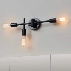 18 in. 3-Light Matte Black Vanity Light by Globe Electric -Deals Globe Electric Store matte black globe electric vanity lighting 91002820 4f 1000