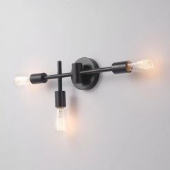 18 in. 3-Light Matte Black Vanity Light by Globe Electric -Deals Globe Electric Store matte black globe electric vanity lighting 91002820 fa 1000