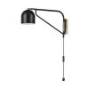 Mullin 1-Light Matte Black Plug-In Wall Sconce with Antique Brass Accent and LED Bulb Included by Globe Electric