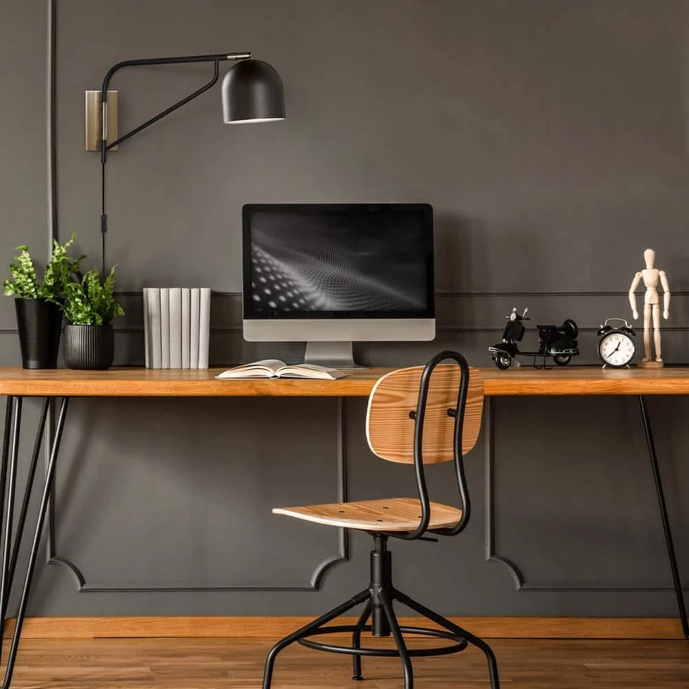 Mullin 1-Light Matte Black Plug-In Wall Sconce with Antique Brass Accent and LED Bulb Included by Globe Electric 2 Mullin 1-Light Matte Black Plug-In Wall Sconce with Antique Brass Accent and LED Bulb Included by Globe Electric - Image 2