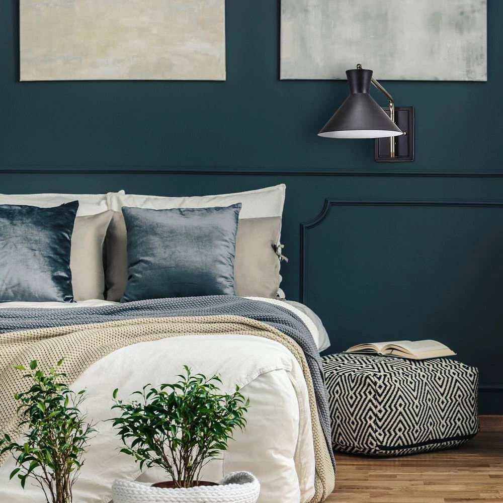 Waldwick 1-Light Matte Black Plug-In or Hardwire Wall Sconce with Antique Brass Accent and LED Bulb Included by Globe Electric 3 Waldwick 1-Light Matte Black Plug-In or Hardwire Wall Sconce with Antique Brass Accent and LED Bulb Included by Globe Electric - Image 3