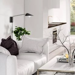 Finnick 1-Light Matte Black Plug-In or Hardwire Wall Sconce with Antique Brass Accent and LED Bulb Included by Globe Electric -Deals Globe Electric Store matte black globe electric wall sconces 51457 31 1000