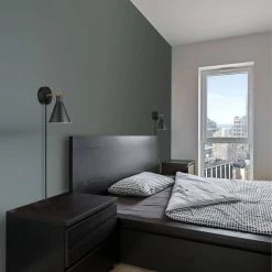 Tristan 4.8 in. Matte Black Plug-In or Hardwire Sconce with Faux Walnut Accent, Black Fabric Cord by Globe Electric -Deals Globe Electric Store matte black globe electric wall sconces 51725 31 1000