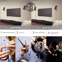 Tristan 4.8 in. Matte Black Plug-In or Hardwire Sconce with Faux Walnut Accent, Black Fabric Cord by Globe Electric -Deals Globe Electric Store matte black globe electric wall sconces 51725 44 1000