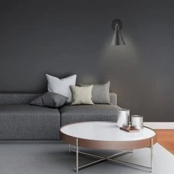 Tristan 4.8 in. Matte Black Plug-In or Hardwire Sconce with Faux Walnut Accent, Black Fabric Cord by Globe Electric -Deals Globe Electric Store matte black globe electric wall sconces 51725 4f 1000