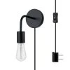 Holden 1-Light Matte Black Plug-In or Hardwire Wall Sconce with 6 ft. Cord by Globe Electric