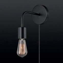 Holden 1-Light Matte Black Plug-In or Hardwire Wall Sconce with 6 ft. Cord by Globe Electric 15 Holden 1-Light Matte Black Plug-In or Hardwire Wall Sconce with 6 ft. Cord by Globe Electric -Deals Globe Electric Store matte black globe electric wall sconces 51787 fa 1000