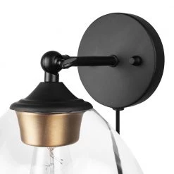 Brown 1-Light Matte Black and Gold Plug-In or Hardwire Wall Sconce with 6 ft. Cord by Globe Electric -Deals Globe Electric Store matte black globe electric wall sconces 51794 1f 1000