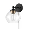 Brown 1-Light Matte Black and Gold Plug-In or Hardwire Wall Sconce with 6 ft. Cord by Globe Electric