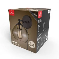 Brown 1-Light Matte Black and Gold Plug-In or Hardwire Wall Sconce with 6 ft. Cord by Globe Electric -Deals Globe Electric Store matte black globe electric wall sconces 51794 76 1000