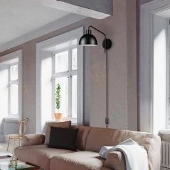 Carter 1-Light Matte Black Plug-In or Hardwire Wall Sconce with 6 ft. Cord by Globe Electric -Deals Globe Electric Store matte black globe electric wall sconces 51798 c3 1000