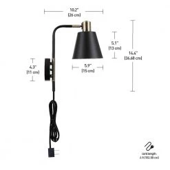 Davis 1-Light Matte Black Plug-In or Hardwire Wall Sconce with 6 ft. Cord by Globe Electric -Deals Globe Electric Store matte black globe electric wall sconces 51799 44 1000