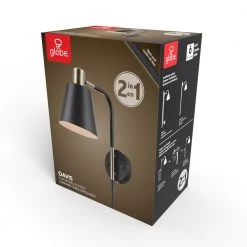 Davis 1-Light Matte Black Plug-In or Hardwire Wall Sconce with 6 ft. Cord by Globe Electric -Deals Globe Electric Store matte black globe electric wall sconces 51799 76 1000