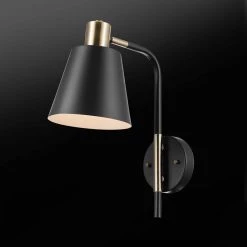 Davis 1-Light Matte Black Plug-In or Hardwire Wall Sconce with 6 ft. Cord by Globe Electric -Deals Globe Electric Store matte black globe electric wall sconces 51799 fa 1000
