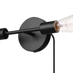 Lewis 2-Light Matte Black Plug-In or Hardwire Wall Sconce with 6 ft. Cord by Globe Electric 13 Lewis 2-Light Matte Black Plug-In or Hardwire Wall Sconce with 6 ft. Cord by Globe Electric -Deals Globe Electric Store matte black globe electric wall sconces 51800 1f 1000