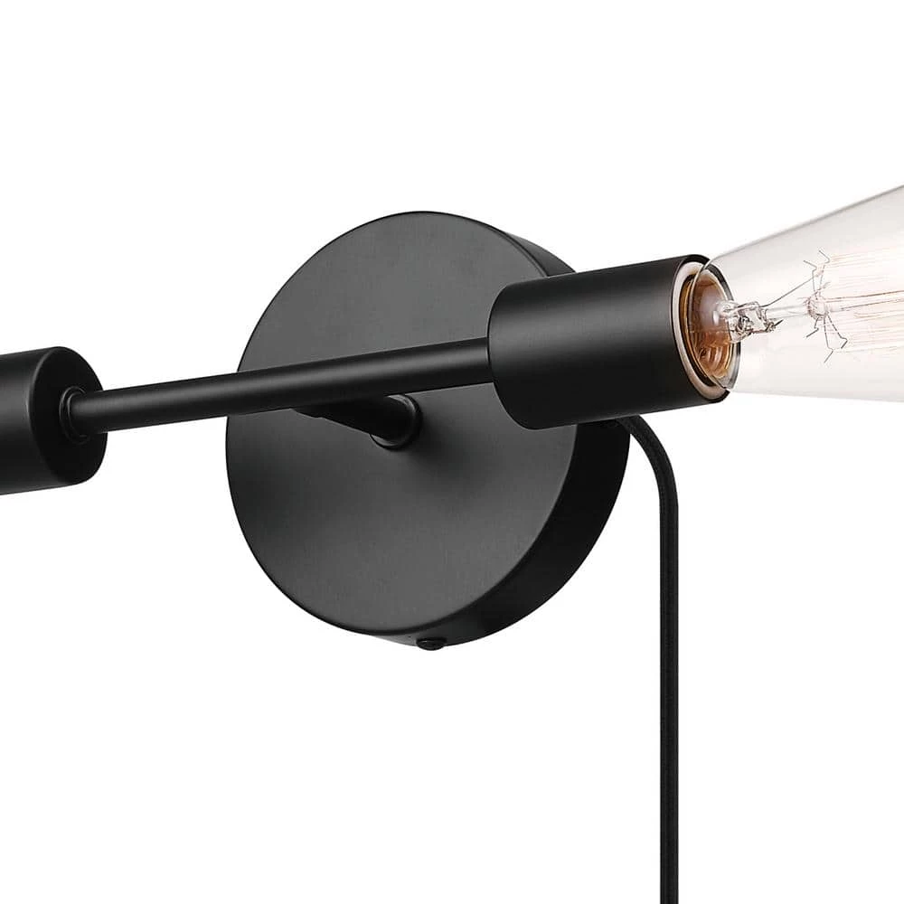 Lewis 2-Light Matte Black Plug-In or Hardwire Wall Sconce with 6 ft. Cord by Globe Electric 5 Lewis 2-Light Matte Black Plug-In or Hardwire Wall Sconce with 6 ft. Cord by Globe Electric - Image 5