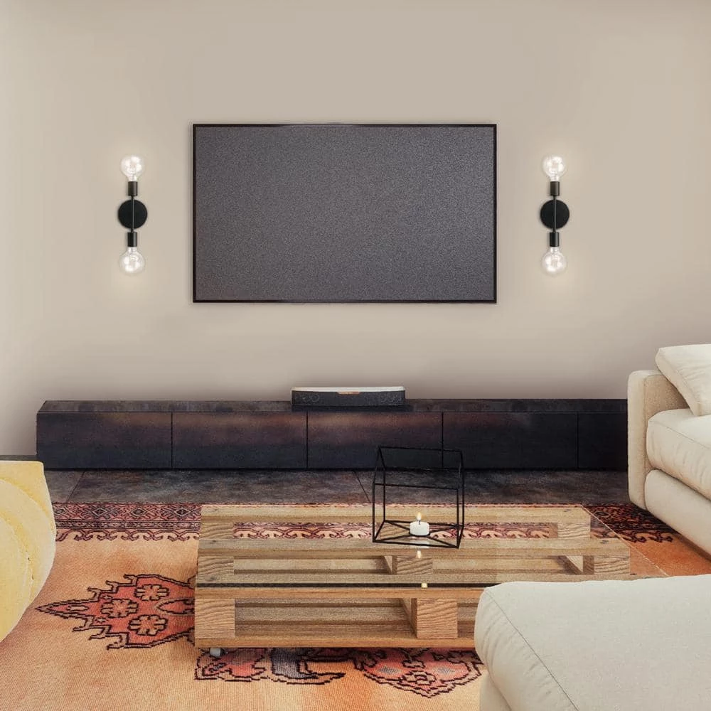 Lewis 2-Light Matte Black Plug-In or Hardwire Wall Sconce with 6 ft. Cord by Globe Electric 9 Lewis 2-Light Matte Black Plug-In or Hardwire Wall Sconce with 6 ft. Cord by Globe Electric - Image 9