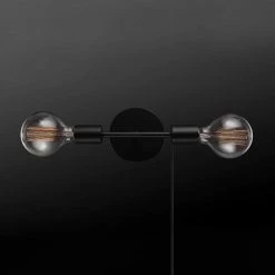 Lewis 2-Light Matte Black Plug-In or Hardwire Wall Sconce with 6 ft. Cord by Globe Electric 15 Lewis 2-Light Matte Black Plug-In or Hardwire Wall Sconce with 6 ft. Cord by Globe Electric -Deals Globe Electric Store matte black globe electric wall sconces 51800 fa 1000