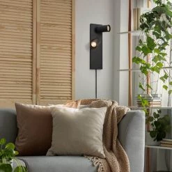 Davies 2-Light Matte Black Plug-In or Hardwire Wall Sconce with In-Line On/Off Switch by Globe Electric 15 Davies 2-Light Matte Black Plug-In or Hardwire Wall Sconce with In-Line On/Off Switch by Globe Electric -Deals Globe Electric Store matte black globe electric wall sconces 51845 31 1000