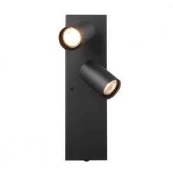 Davies 2-Light Matte Black Plug-In or Hardwire Wall Sconce with In-Line On/Off Switch by Globe Electric