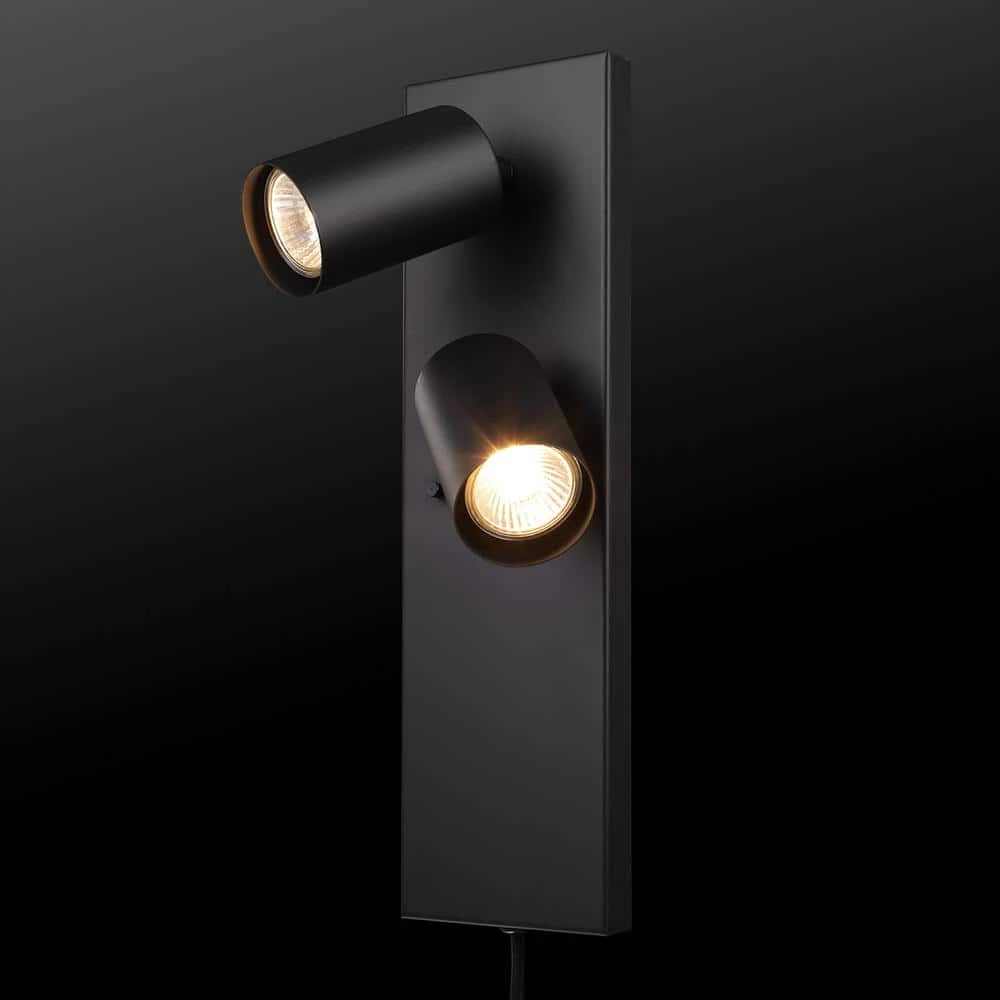 Davies 2-Light Matte Black Plug-In or Hardwire Wall Sconce with In-Line On/Off Switch by Globe Electric 2 Davies 2-Light Matte Black Plug-In or Hardwire Wall Sconce with In-Line On/Off Switch by Globe Electric - Image 2