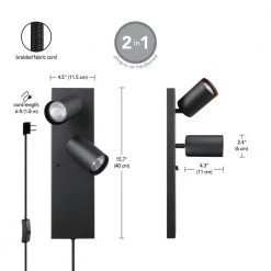 Davies 2-Light Matte Black Plug-In or Hardwire Wall Sconce with In-Line On/Off Switch by Globe Electric 14 Davies 2-Light Matte Black Plug-In or Hardwire Wall Sconce with In-Line On/Off Switch by Globe Electric -Deals Globe Electric Store matte black globe electric wall sconces 51845 fa 1000
