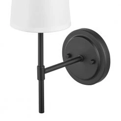 Clarissa 1-Light Matte Black Wall Sconce with White Fabric Shade by Globe Electric 16 Clarissa 1-Light Matte Black Wall Sconce with White Fabric Shade by Globe Electric -Deals Globe Electric Store matte black globe electric wall sconces 51859 44 1000