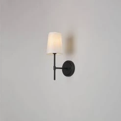 Clarissa 1-Light Matte Black Wall Sconce with White Fabric Shade by Globe Electric 13 Clarissa 1-Light Matte Black Wall Sconce with White Fabric Shade by Globe Electric -Deals Globe Electric Store matte black globe electric wall sconces 51859 c3 1000