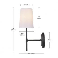 Clarissa 1-Light Matte Black Wall Sconce with White Fabric Shade by Globe Electric 17 Clarissa 1-Light Matte Black Wall Sconce with White Fabric Shade by Globe Electric -Deals Globe Electric Store matte black globe electric wall sconces 51859 fa 1000