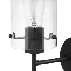 Pisaq 1-Light Matte Black Wall Sconce with Clear Glass Shade by Globe Electric -Deals Globe Electric Store matte black globe electric wall sconces 51860 44 1000