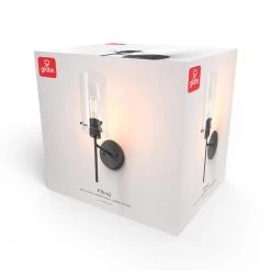 Pisaq 1-Light Matte Black Wall Sconce with Clear Glass Shade by Globe Electric -Deals Globe Electric Store matte black globe electric wall sconces 51860 76 1000