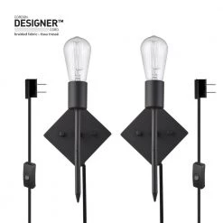 Rotterdam 1-Light Matte Black Plug-In or Hardwire Wall Sconce (2-Pack) by Globe Electric -Deals Globe Electric Store matte black globe electric wall sconces 51862 4f 1000