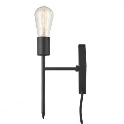 Rotterdam 1-Light Matte Black Plug-In or Hardwire Wall Sconce (2-Pack) by Globe Electric -Deals Globe Electric Store matte black globe electric wall sconces 51862 c3 1000