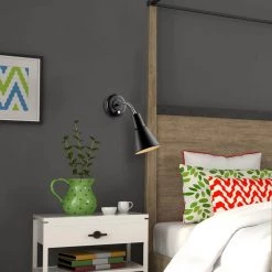 Ramezay 1-Light Matte Black Plug-In or Hardwire Task Wall Sconce Light by Globe Electric -Deals Globe Electric Store matte black globe electric wall sconces 65312 44 1000