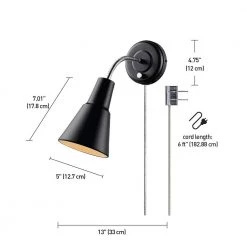 Ramezay 1-Light Matte Black Plug-In or Hardwire Task Wall Sconce Light by Globe Electric -Deals Globe Electric Store matte black globe electric wall sconces 65312 76 1000