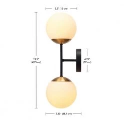 Celestia 2-Light Matte Black Wall Sconce with Antique Brass Socket and Matte Opal Glass Shades by Globe Electric -Deals Globe Electric Store matte black globe electric wall sconces 91002204 d4 1000