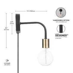 Holden 1-Light Matte Black Plug-In or Hardwire Wall Sconce with Matte Brass Socket by Globe Electric 12 Holden 1-Light Matte Black Plug-In or Hardwire Wall Sconce with Matte Brass Socket by Globe Electric -Deals Globe Electric Store matte black globe electric wall sconces 91002302 4f 1000