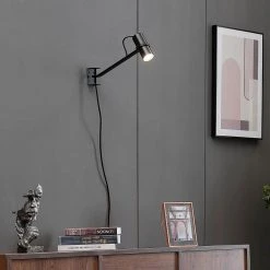 MRDK by Globe 1-Light Matte Black LED Integrated Plug In Wall Sconce with Swing Arm and and Adjustable Shade by Globe Electric -Deals Globe Electric Store matte black globe electric wall sconces 91002618 31 1000