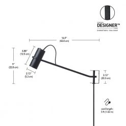 MRDK by Globe 1-Light Matte Black LED Integrated Plug In Wall Sconce with Swing Arm and and Adjustable Shade by Globe Electric -Deals Globe Electric Store matte black globe electric wall sconces 91002618 4f 1000