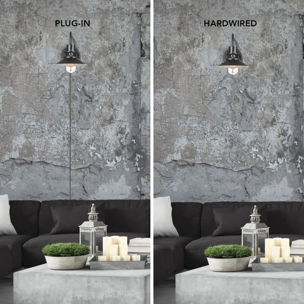 1-Light Matte Black Plug-In or Hardwire Wall Sconce, In-Line On/Off Rocker Switch by Globe Electric 4 1-Light Matte Black Plug-In or Hardwire Wall Sconce, In-Line On/Off Rocker Switch by Globe Electric - Image 4