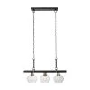 Harrow 3-Light Matte Black Linear Pendant Lighting with Gold Accent Sockets and Clear Glass Shades by Globe Electric