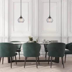 Harrow 1-Light Matte Black Shaded Pendant Light with Smoked Glass Shade by Globe Electric -Deals Globe Electric Store matte black with smoked glass globe electric chandeliers 91002192 31 1000