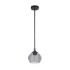 Harrow 1-Light Matte Black Shaded Pendant Light with Smoked Glass Shade by Globe Electric