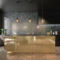 Harrow 1-Light Matte Black Shaded Pendant Light with Smoked Glass Shade by Globe Electric -Deals Globe Electric Store matte black with smoked glass globe electric chandeliers 91002192 c3 1000