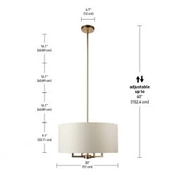 Emery 4-Light Matte Brass Pendant Light with Beige Fabric Shade by Globe Electric -Deals Globe Electric Store matte brass globe electric chandeliers 60340 44 1000