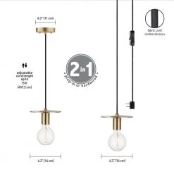 Veruca 1-Light Matte Brass Plug-In or Hardwire Pendant Lighting by Globe Electric -Deals Globe Electric Store matte brass globe electric chandeliers 60342 44 1000
