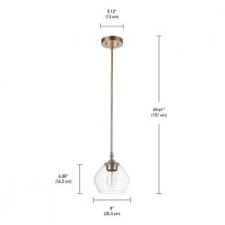Harrow 1-Light Matte Brass Shaded Pendant with Clear Glass Shade by Globe Electric -Deals Globe Electric Store matte brass globe electric chandeliers 91002193 4f 1000