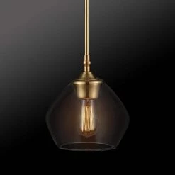 Harrow 1-Light Matte Brass Shaded Pendant with Clear Glass Shade by Globe Electric -Deals Globe Electric Store matte brass globe electric chandeliers 91002193 e1 1000