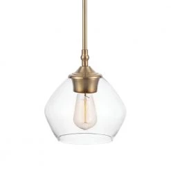 Harrow 1-Light Matte Brass Shaded Pendant with Clear Glass Shade by Globe Electric -Deals Globe Electric Store matte brass globe electric chandeliers 91002193 fa 1000